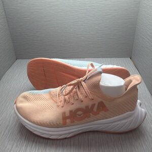 HOKA‎ Carbon X 3 Running Shoes Peach Blue Womens Size 10B No Insoles